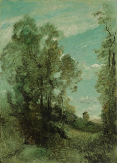 Trelandskap (morgen) av Jean-Baptiste-Camille Corot