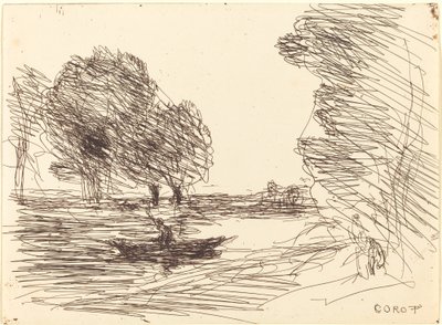 Båtmann Le Batelier, 1874. av Jean Baptiste Camille Corot