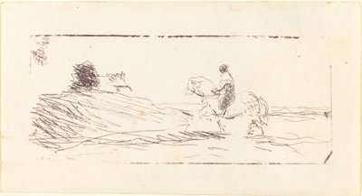 Carte-de-visit med Horseman av Jean Baptiste Camille Corot