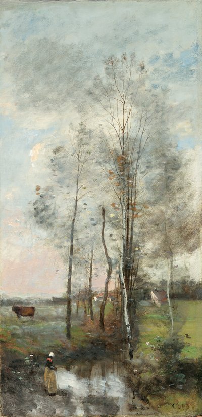Gehölz aus Erlen und Birken von Jean Baptiste Camille Corot