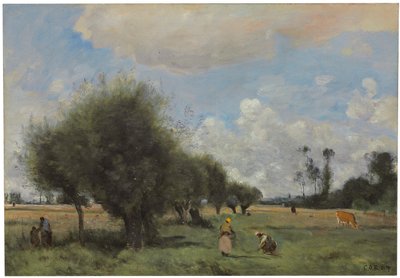 Åker nær Étampes, ca. 1855-60 av Jean Baptiste Camille Corot