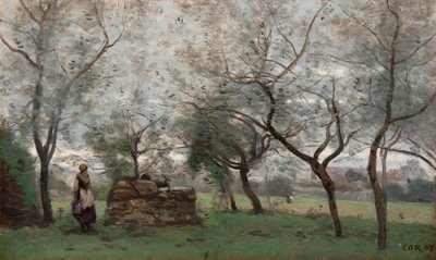 Der Obstgarten, Umgebung von Mantes von Jean-Baptiste-Camille Corot
