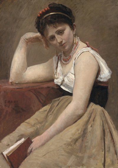 Avbrutt lesing, c. 1870. av Jean Baptiste Camille Corot