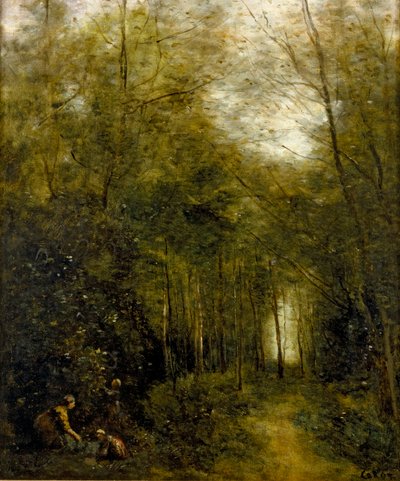 Montfermeil, bekken i skogen, 1867 av Jean Baptiste Camille Corot