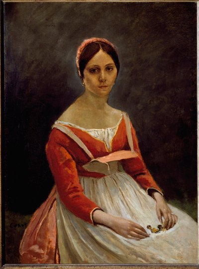Portrett av jenta (olje på lerret av Jean Baptiste Camille Corot