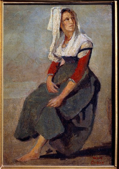 Porträt der Italienerin Maria de Sorre, sitzend mit erhobenem Kopf von Jean Baptiste Camille Corot