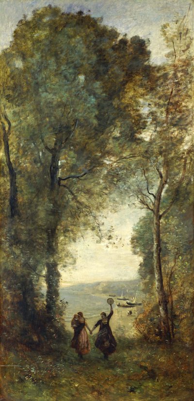 Minne fra stranden i Napoli av Jean-Baptiste-Camille Corot