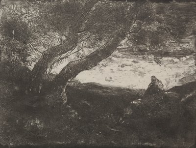 The Dreamer, originalt inntrykk 1854, trykt i 1921. av Jean Baptiste Camille Corot