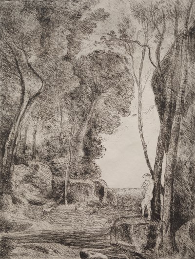 Der kleine Hirte, Originaldruck 1855, gedruckt 1921 von Jean Baptiste Camille Corot