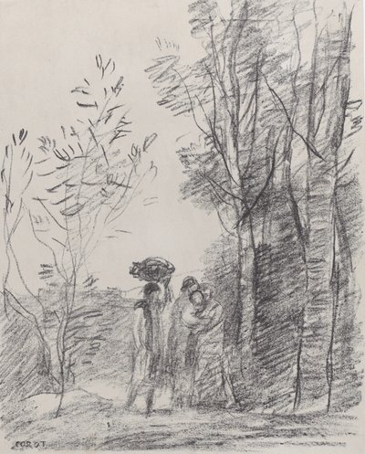 Møtet i Grove La Rencontre au bosquet, 1871. av Jean Baptiste Camille Corot