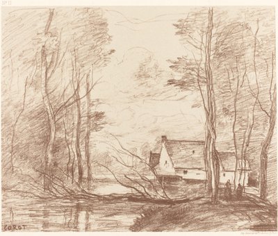 The Mill of Cuincy, nær Douai Le Moulin de Cuincy, pres Douai, 1871. av Jean Baptiste Camille Corot