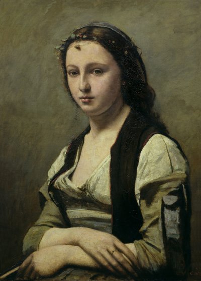 Die Frau mit der Perle, ca. 1842 von Jean Baptiste Camille Corot