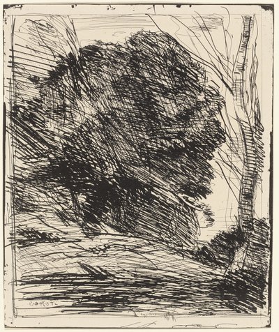 Trær på en fjellside av Jean Baptiste Camille Corot