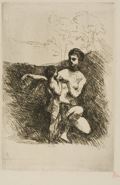 Venus klipper Amors vinger, andre plate av Jean-Baptiste-Camille Corot