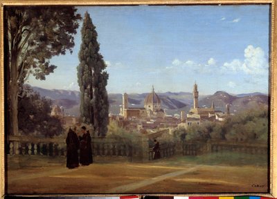 Blick auf Florenz aus den Boboli-Gärten. Gemälde von Camille Corot (1835) von Jean Baptiste Camille Corot