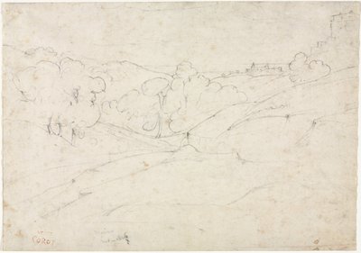 Utsikt over Marino (recto) av Jean Baptiste Camille Corot