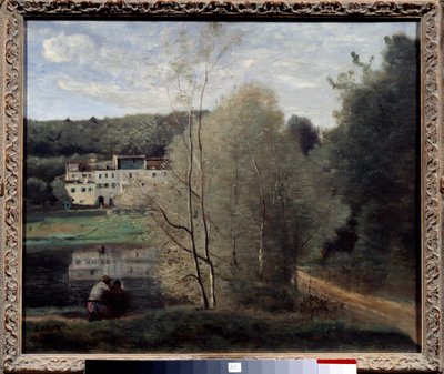 Blick auf die Stadt Avray, der Teich und das Haus Cabassud von Jean Baptiste Camille Corot