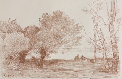 Pil og poppel av Jean Baptiste Camille Corot