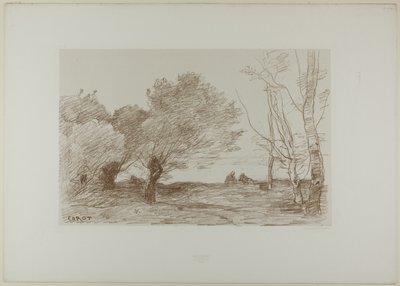 Pil og hvitpoppel av Jean Baptiste Camille Corot
