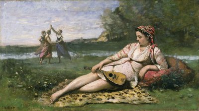 Unge kvinner i Sparta (eller Gypsy Reclining) ca. 1868-70 av Jean Baptiste Camille Corot
