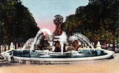 Paris: utsikt over fontenen til de fire deler av verden (fire deler av verden), eller fontenen til observatoriet eller Carpeaux-fontenen på Place Camille Jullian, Jardin du Luxembourg, bygget mellom 1867 og 1874 av arkitekten Gabriel Davioud ( 1824 av Jean Baptiste Carpeaux