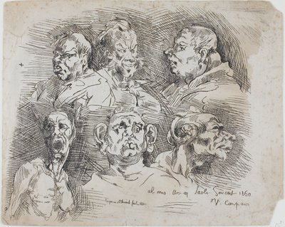 Studier av hoder av Jean Baptiste Carpeaux