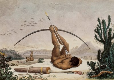 Innfødte bueskyttere, illustrasjon fra reisene i det indre av Brasil, 1834 av Jean Baptiste Debret