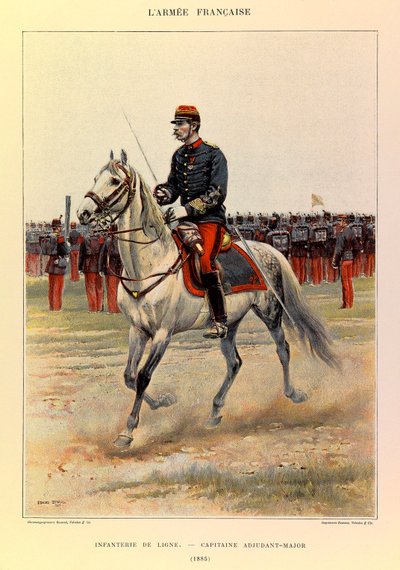 Typer og uniformer av den franske arméen til kaptein Jules Richard, illustrert av Edouard Detaille (1848-1912): Line Infantry: Captain Warrant Officer i 1885, privat samling av Jean Baptiste Edouard Detaille