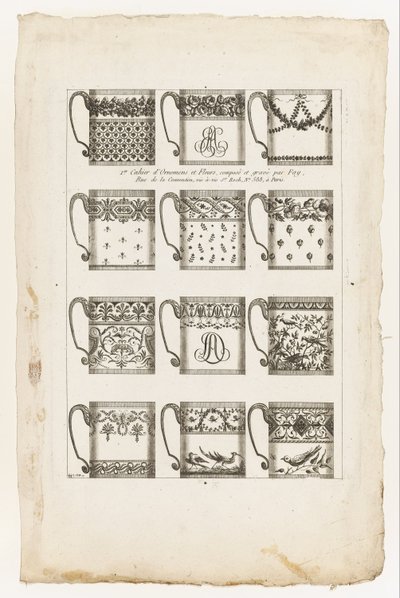 Design for sjokoladekopper, plate 1 fra første Cahier d