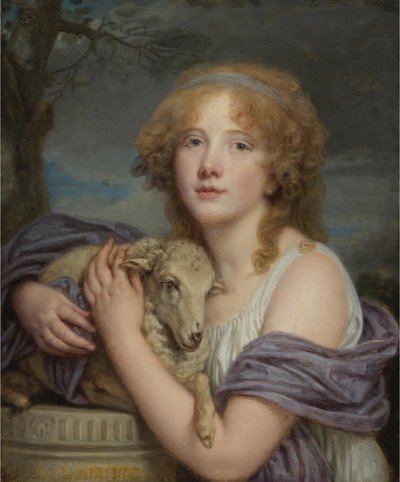 Mädchen mit einem Lamm von Jean-Baptiste Greuze