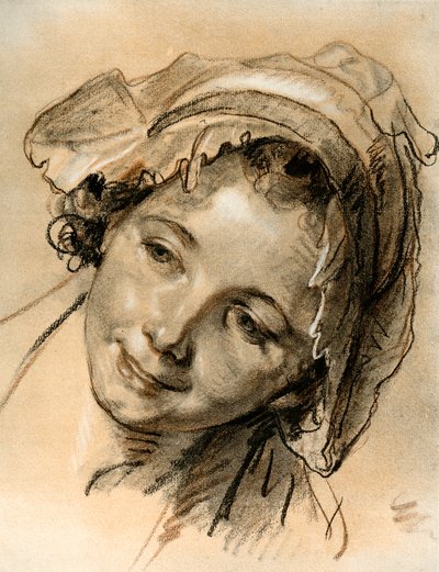 Hodestudie av en jente av Jean Baptiste Greuze