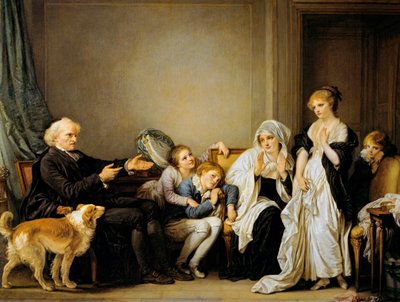 Enken og hennes skriftefar (oljemaleri) av Jean Baptiste Greuze