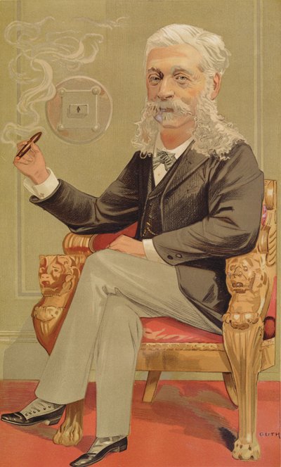Baron Alphonse de Rothschild, illustrasjon fra Vanity Fair, 1894 farge litho av Jean Baptiste Guth