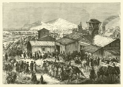 Russisk handelspost i Kashgar (gravering) av Jean Baptiste Henri Durand Brager