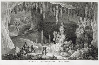 Utsikt over det indre av grotten til Antiparos, gravert av Jean Baptiste Tillard (1740-1813) av Jean Baptiste Hilair