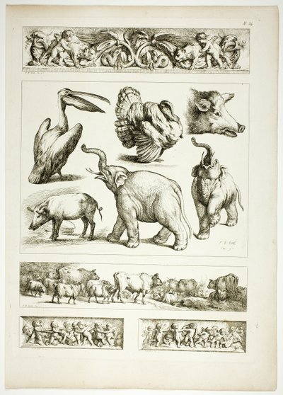 Plate 34 av 38 fra Oeuvres de J. B. Huet av Jean Baptiste Huet