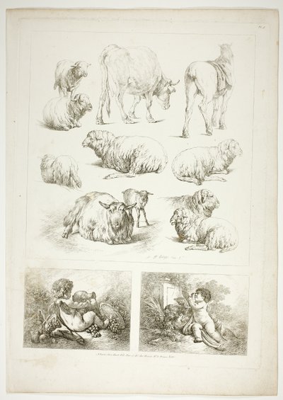 Plate åtte av 38 fra Oeuvres de J. B. Huet av Jean Baptiste Huet