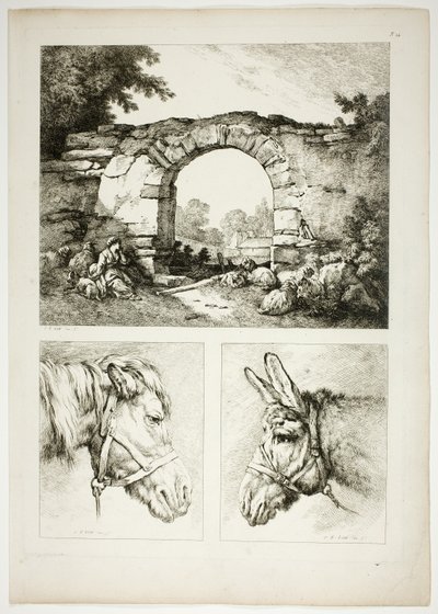 Plate fjorten av 38 fra Oeuvres de J. B. Huet av Jean Baptiste Huet