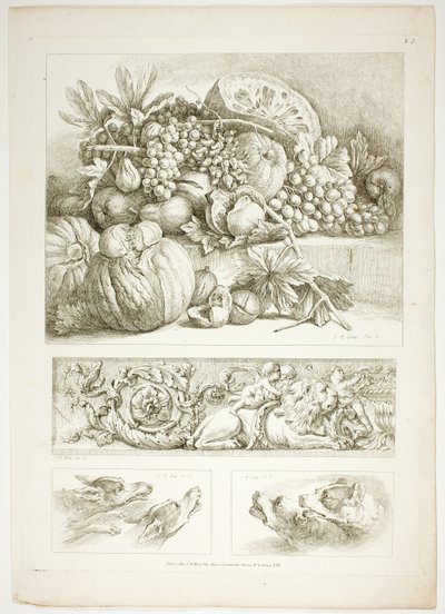 Plate tre av 38 fra Oeuvres de J. B. Huet av Jean Baptiste Huet