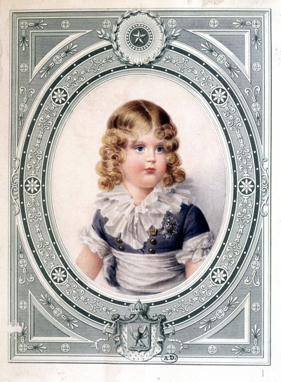 Portrett av kongen av Roma (Napoleon II), sønn av keiser Napoleon I (1769-1821) - av Isabey, tidlig på 1800-tallet. av Jean Baptiste Isabey