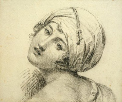 Portrett av Emma (ca. 1765-1815) Lady Hamilton (svart kritt på papir) av Jean Baptiste Joseph Wicar