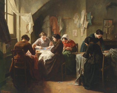 Bretonske syersker av Jean Baptiste Jules Trayer