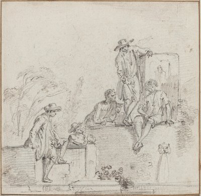 Figurer som sitter rundt en fontene av Jean-Baptiste Lallemand