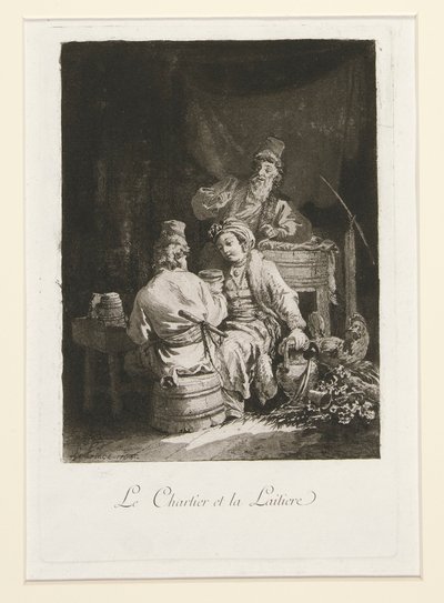 La vertu au cabaret (Dyden i kabareten) og Le charretier et la laitiere (The Carter and the Dairywoman) av Jean Baptiste Le Prince