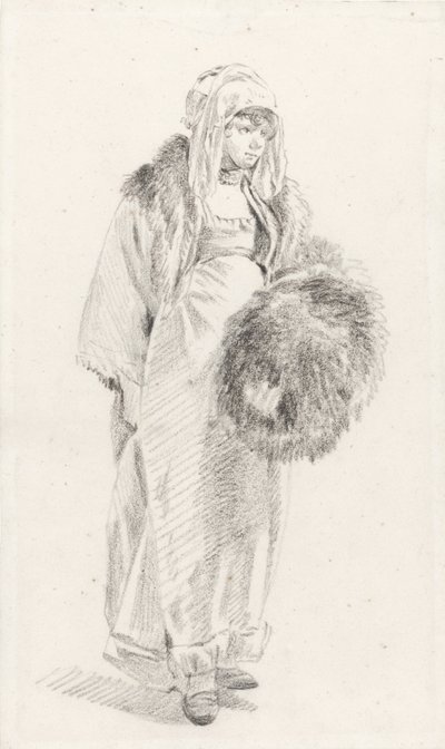 Russisk kvinne med pelsmuff, mellom 1758 og 1761 av Jean Baptiste Le Prince