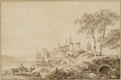 Hyrder i et landskap foran en befestet by av Jean Baptiste Le Prince