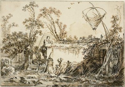 Studie for Frontispice, for Varie Vedute del Gentile av Jean Baptiste Le Prince