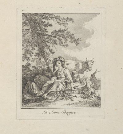 The Young Shepherdess, plate to fra Miscellaneous Clothing of the Northern Peoples av Jean Baptiste Le Prince