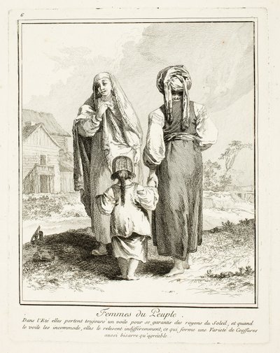 Women of the People, plate seks fra Miscellaneous Clothing of the Northern Peoples av Jean Baptiste Le Prince