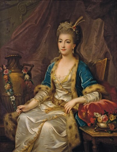 Portrett av en sittende kvinne kledd "à la russe" av Jean Baptiste Leprince